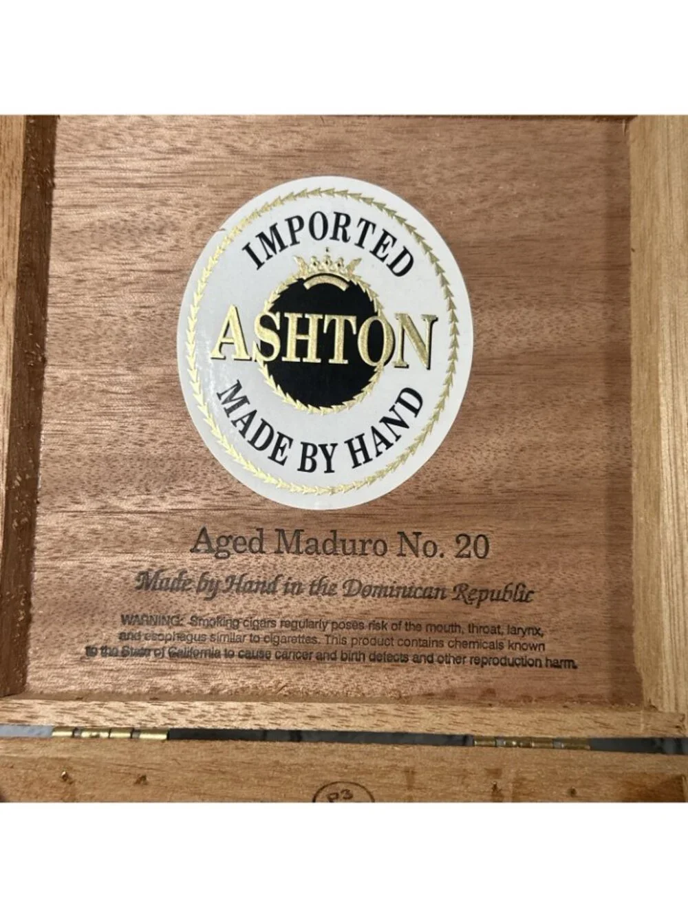 Lot Of 2 Empty Wooden Cigar Box Ashton Aged Maduro No. 20 6.75”x 6”x 2.5”